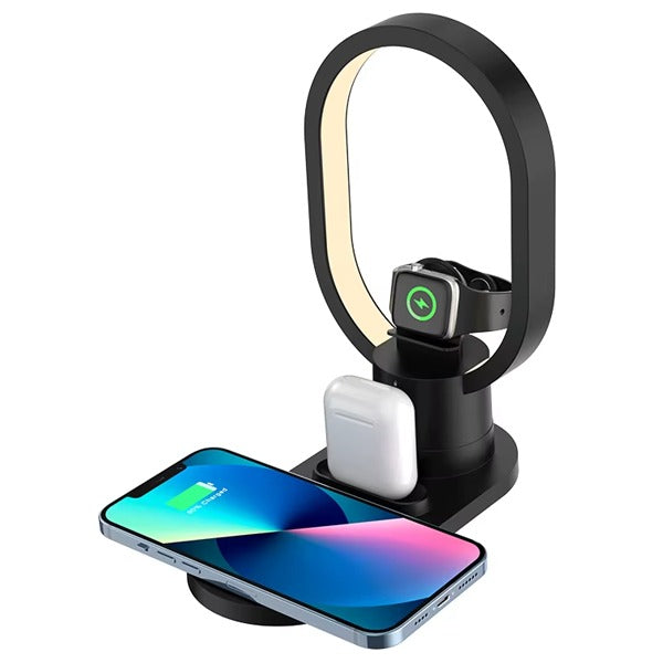 4 In 1 Wireless Charger with Lamp | Black 4 In 1 Wireless Charger with Lamp | Black